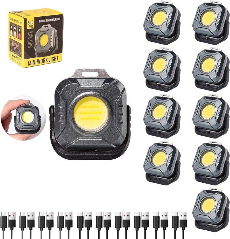 Kunhe 10 Pack Christmas Stocking Stuffers Gifts for Men Adults Him Dad Mini 500 Lumens 1200 MAh Magnetic Led Work Light Rechargeable for Car Repairing Emergency Light - Image 1